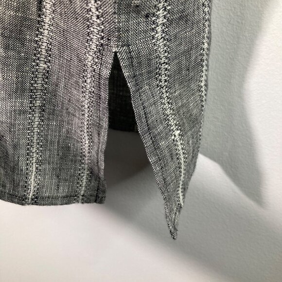 Womens Style & Co Collection Linen Button Shirt Gray Black White 10 Long Sleeve - Picture 6 of 8